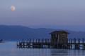 Architecture full moon rising over lake tahoe california
